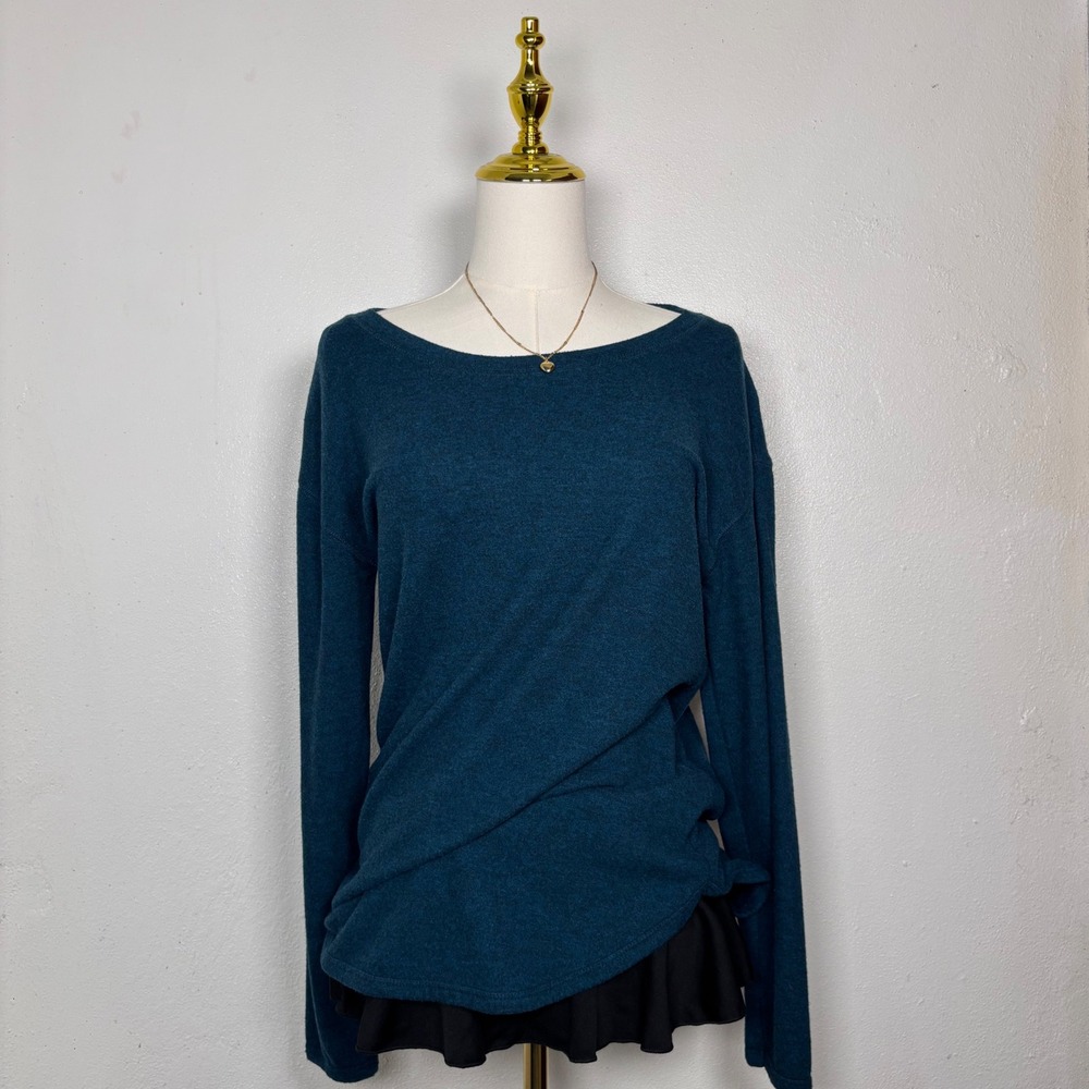 felina ocean blue lightweight long sleeve sweater coquette dainty preppy chic